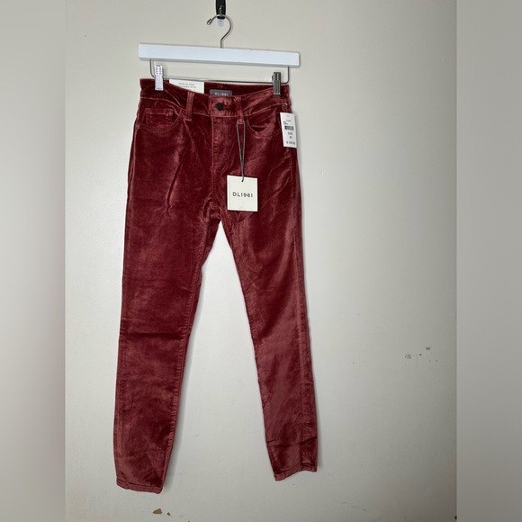 DL1961 MARGAUX Mid-Rise Instasculpt  Ankle Skinny Fervid Velvet Pant Size 26 - Picture 3 of 15